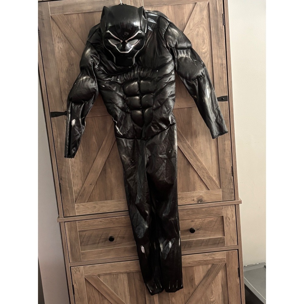 Marvel Avengers Endgame Black Panther Muscle Chest Costume Kids Medium with Mask